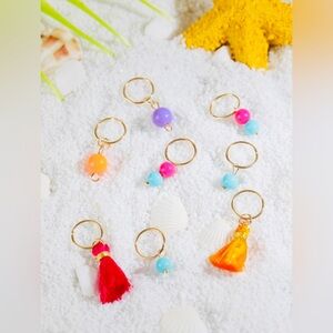 8pcs Women Tassel & Bead Decor Boho Hair Ring For Hair Decoration
